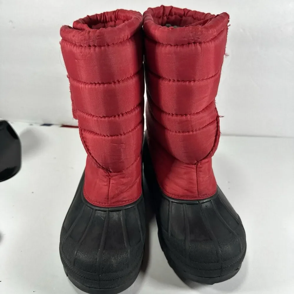 Red Quilted Mid-Calf Winter Snow Boots - Kids Size 3